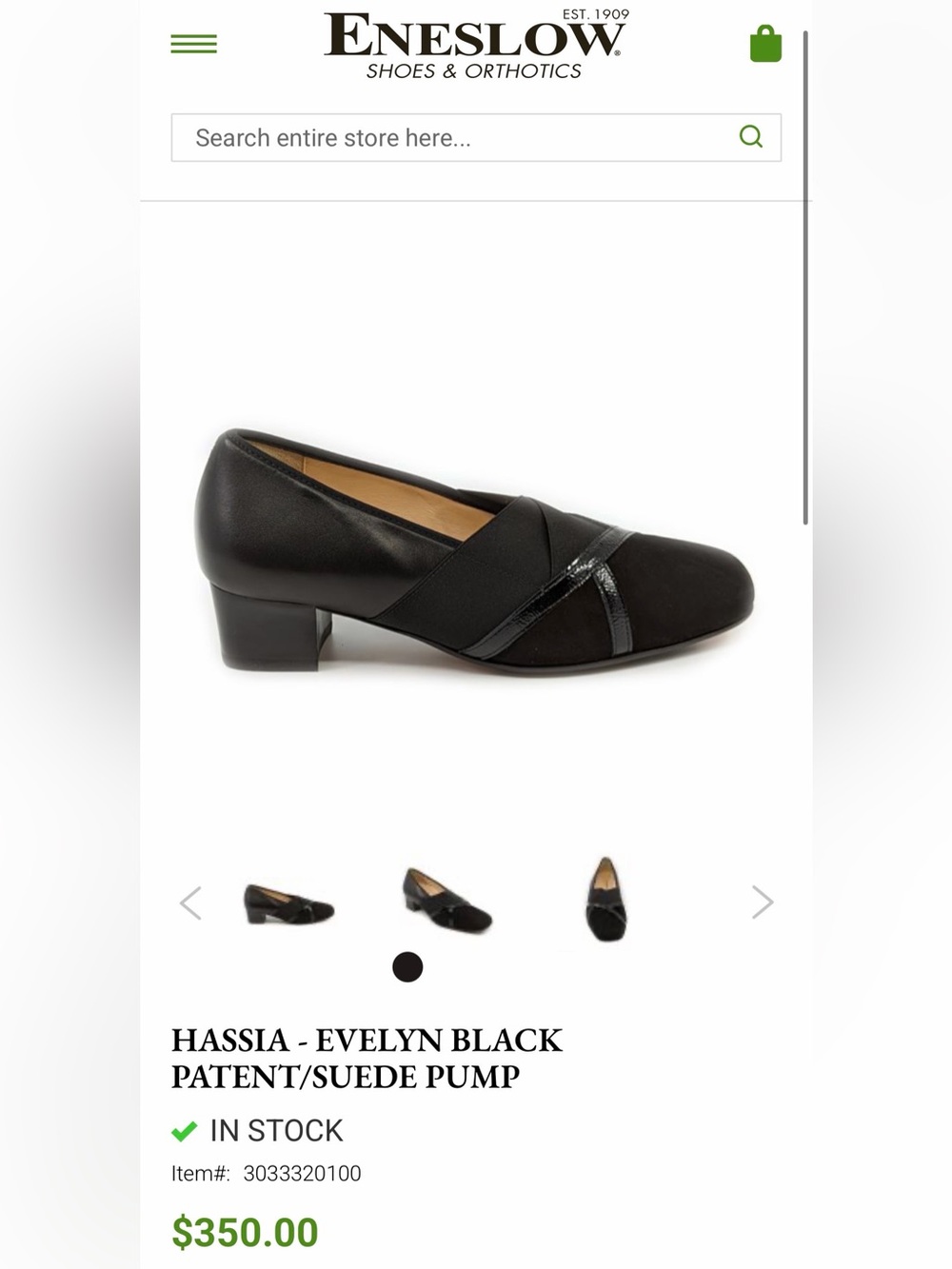 Hassia Premium Leather Evelyn Black Patent/Suede Pump Size 8.5. New